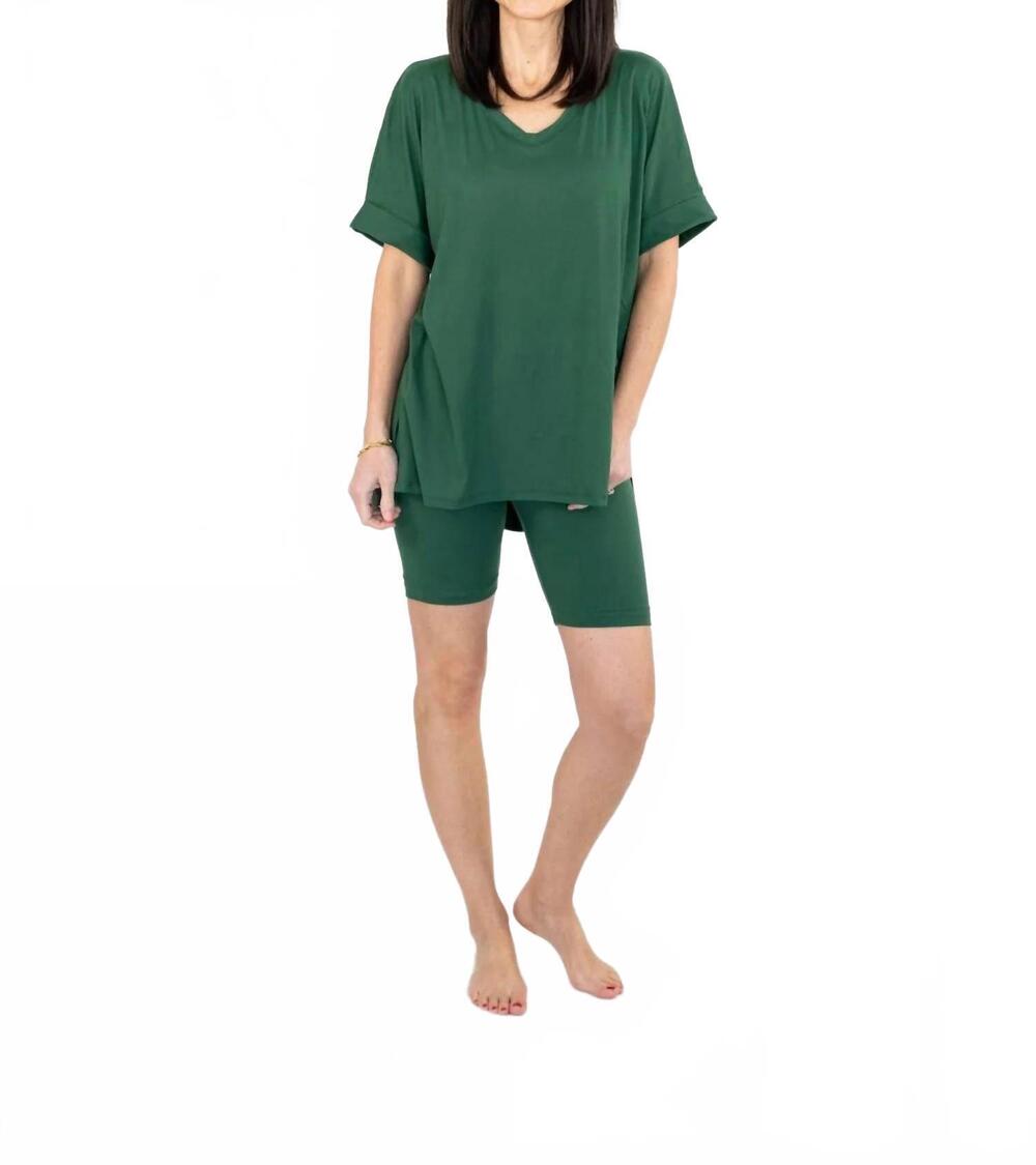 NEW ZENANA penny biker short set in green